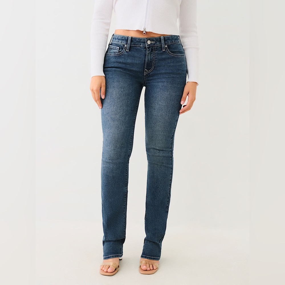 True Religion NWT Women’s Billie Mid Rise Straight Leg Jeans Size 27